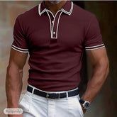 Men's Casual Polo Shirt Lapel Placket Strip T-shirt